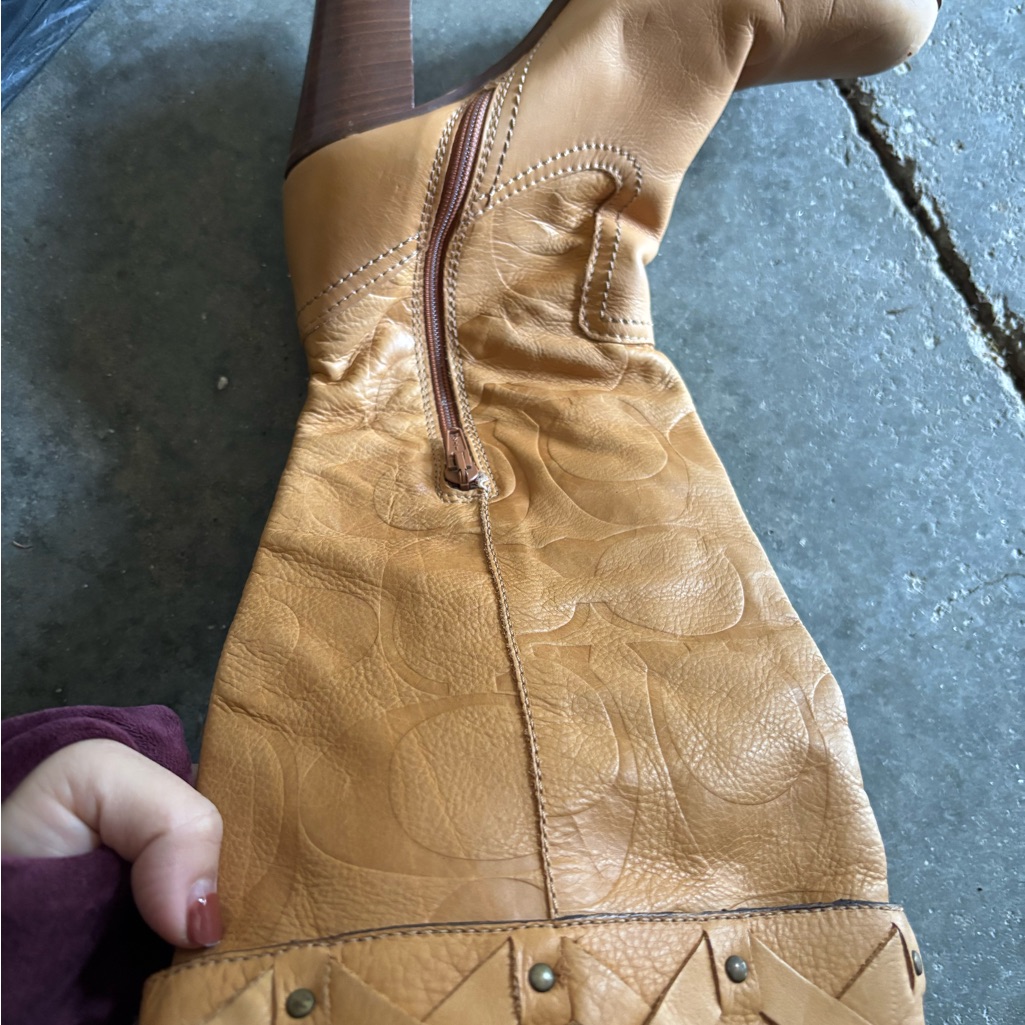 Coach Tan Leather Heeled Boots